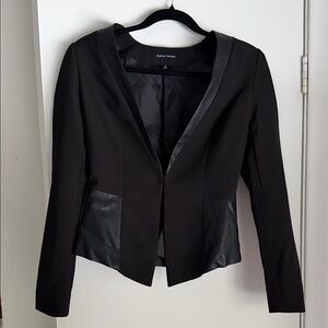 Jealous Tomato Black Blazer with Leather Accents